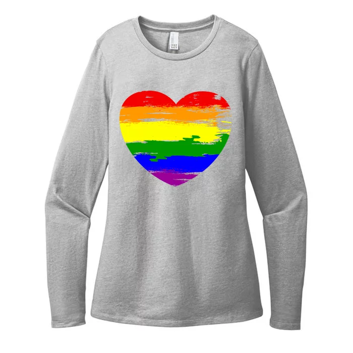 Pride Month Heart Distressed Womens CVC Long Sleeve Shirt