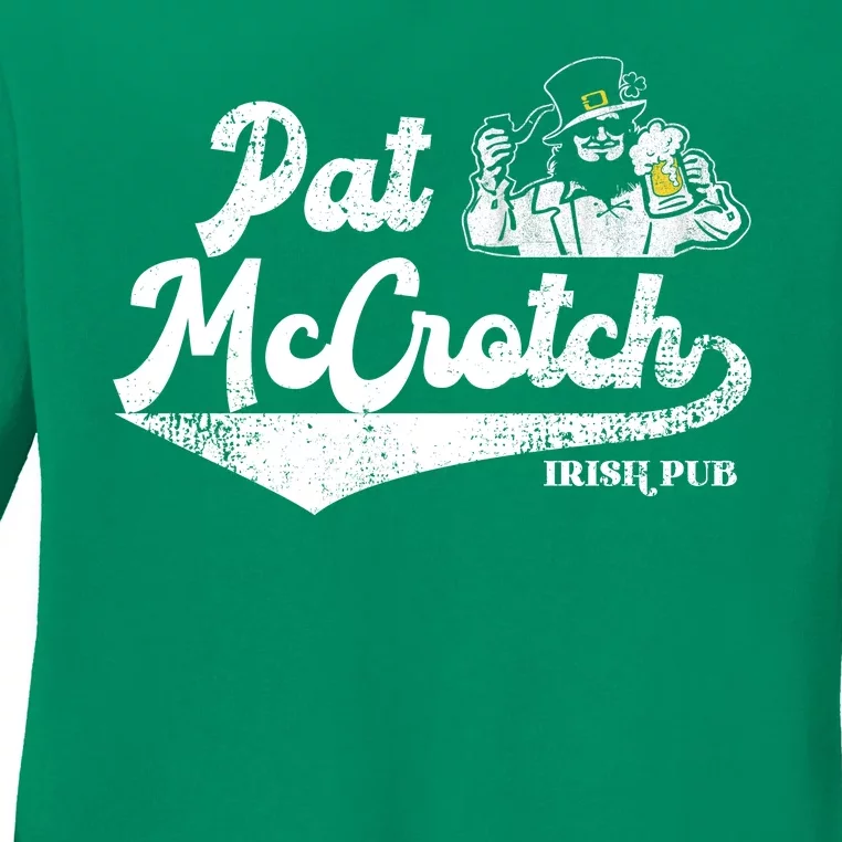 Pat McCrotch Irish Pub Leprechaun Funny St Patricks Day Ladies Long Sleeve Shirt