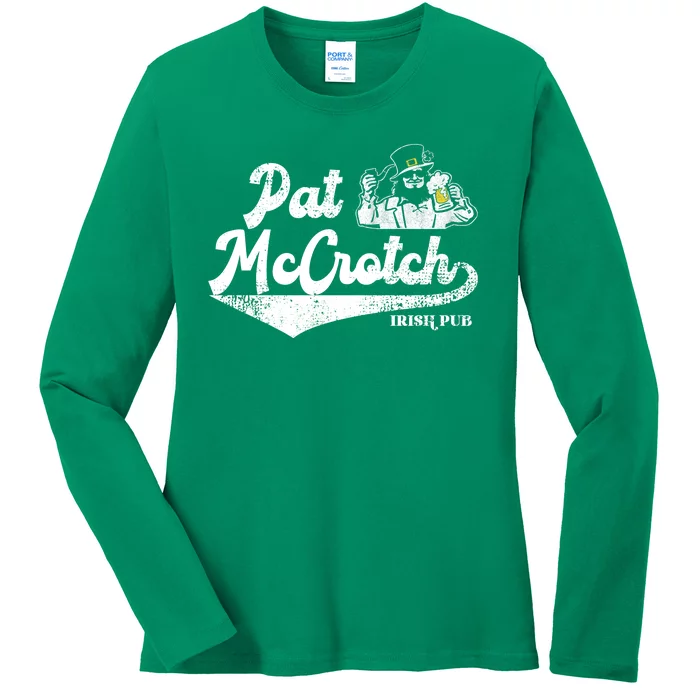 Pat McCrotch Irish Pub Leprechaun Funny St Patricks Day Ladies Long Sleeve Shirt