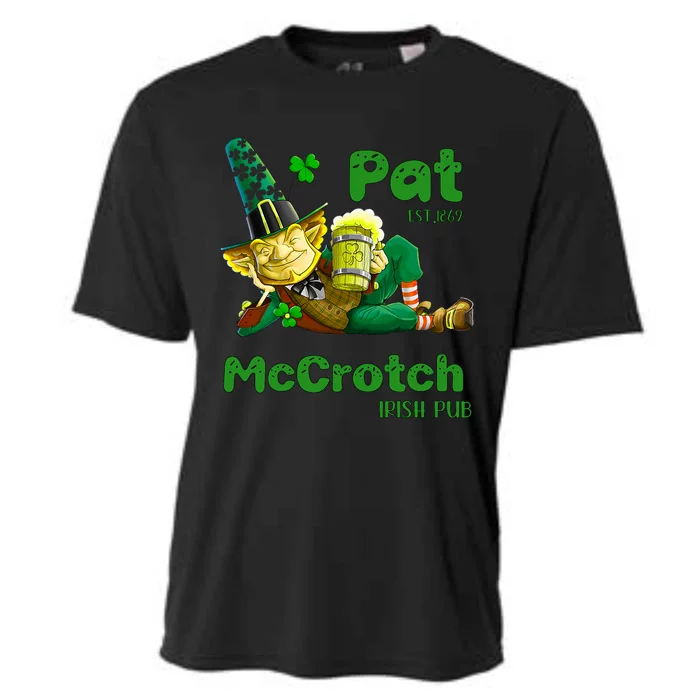 Pats Mccrotch Irish Pub Leprechaun Funny St Patricks Day Cooling Performance Crew T-Shirt