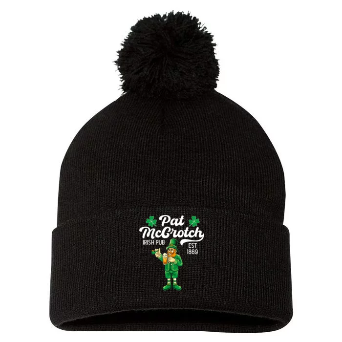 Pat Mccrotch Irish Pub Funny Leprechaun St Patricks Day Pom Pom 12in Knit Beanie