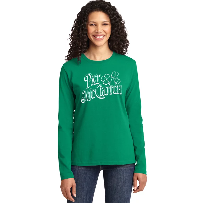 Pat Mccrotch Irish Pub St. PattyS Day Lucky Clover Ladies Long Sleeve Shirt