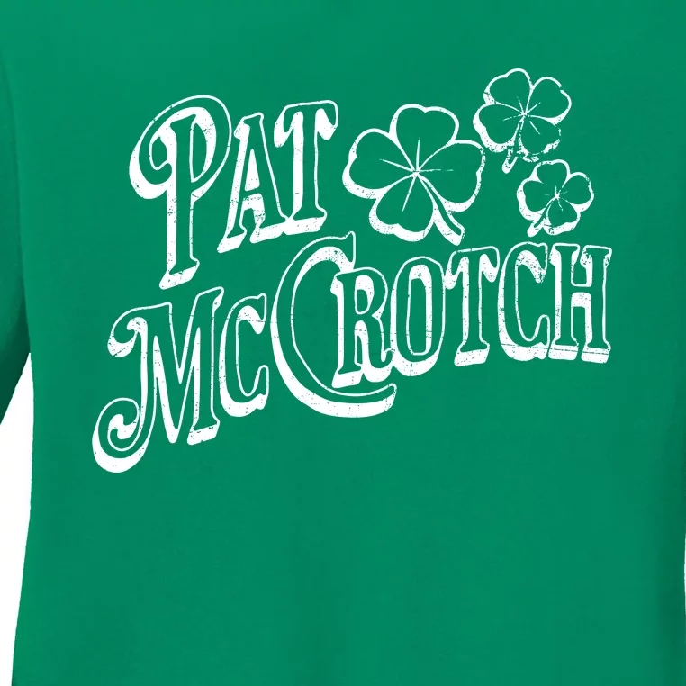 Pat Mccrotch Irish Pub St. PattyS Day Lucky Clover Ladies Long Sleeve Shirt