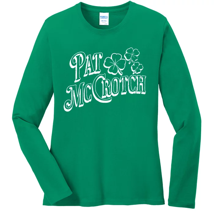 Pat Mccrotch Irish Pub St. PattyS Day Lucky Clover Ladies Long Sleeve Shirt