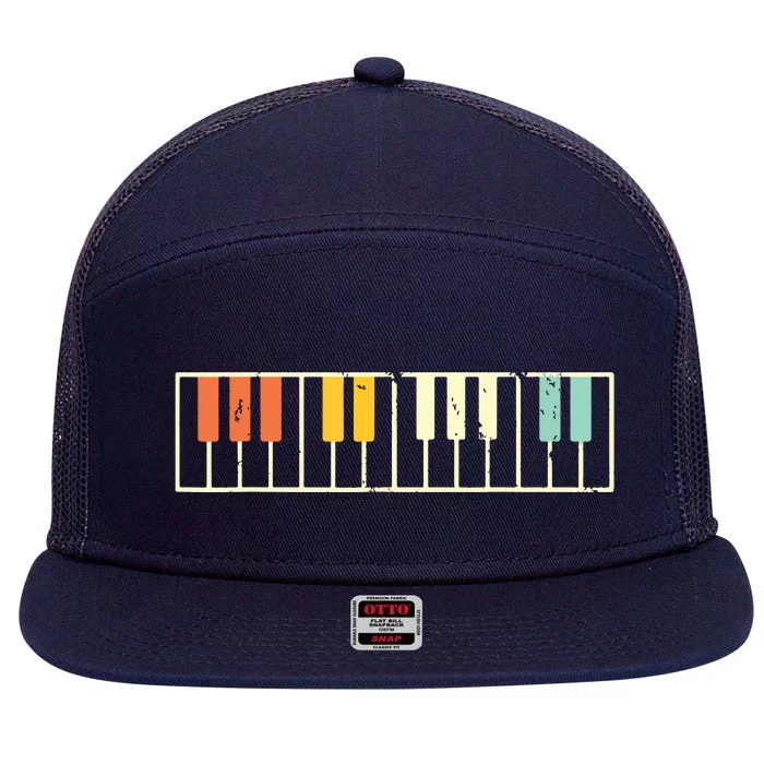 Piano Musical Instrument Retro 7 Panel Mesh Trucker Snapback Hat