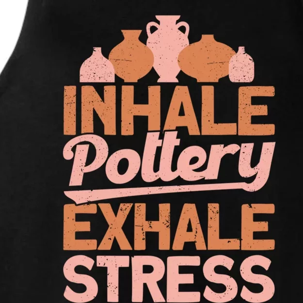 Pottery Makers Inhale Pottery Exhale Stress Pottery Clay Gift Ladies Tri-Blend Wicking Tank