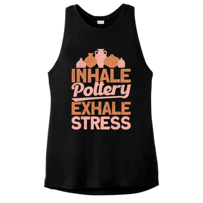 Pottery Makers Inhale Pottery Exhale Stress Pottery Clay Gift Ladies Tri-Blend Wicking Tank