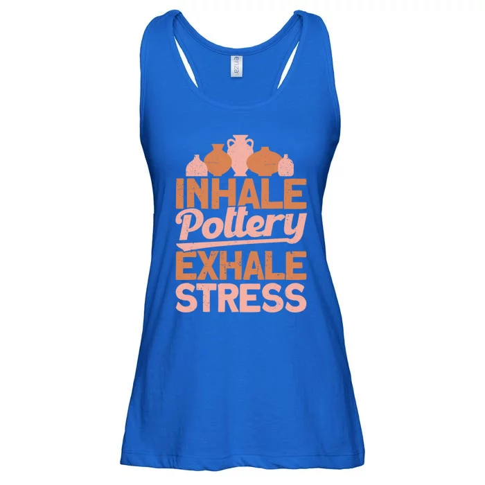 Pottery Makers Inhale Pottery Exhale Stress Pottery Clay Gift Ladies Essential Flowy Tank