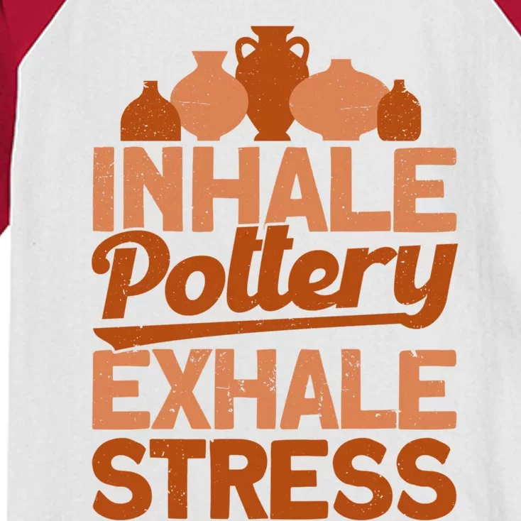 Pottery Makers Inhale Pottery Exhale Stress Pottery Clay Gift Kids Colorblock Raglan Jersey