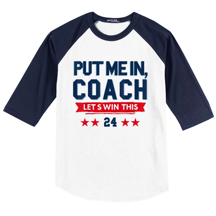 Put Me In Coach Let’S Win This Kamala Harris Walz Waltz 2024 Baseball Sleeve Shirt