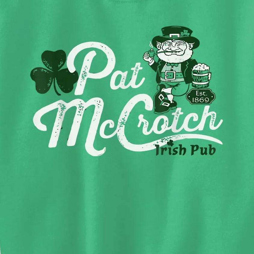 Pats Mccrotch Irish Pub Leprechaun Funny St Patricks Day Kids Sweatshirt