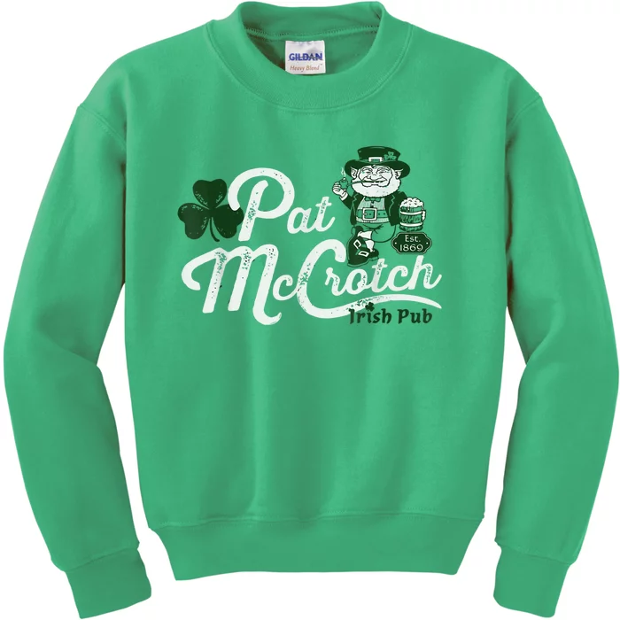 Pats Mccrotch Irish Pub Leprechaun Funny St Patricks Day Kids Sweatshirt