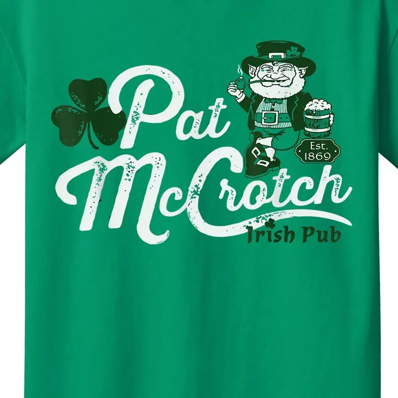 Pats Mccrotch Irish Pub Leprechaun Funny St Patricks Day Kids T-Shirt