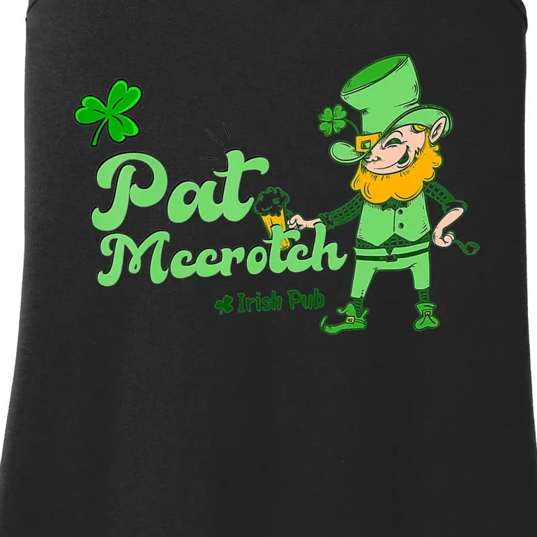 Pat McCrotch Irish Pub Leprechaun Funny St Patricks Day Ladies Essential Tank