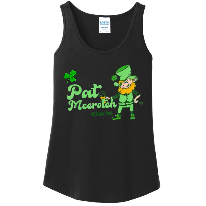 Pat McCrotch Irish Pub Leprechaun Funny St Patricks Day Ladies Essential Tank