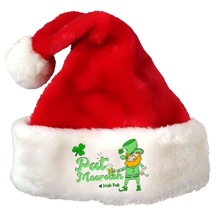 Pat McCrotch Irish Pub Leprechaun Funny St Patricks Day Premium Christmas Santa Hat