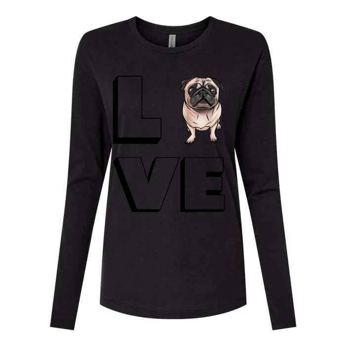 Pug Mama I Love My Pug Love Great Gift Womens Cotton Relaxed Long Sleeve T-Shirt