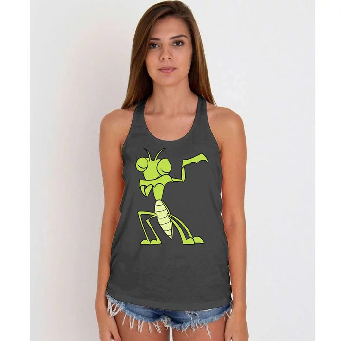 Praying Mantis Insect Grasshopper Dabbing Praying Mantis Women's Knotted Racerback Tank