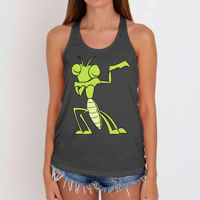 Praying Mantis Insect Grasshopper Dabbing Praying Mantis Women's Knotted Racerback Tank