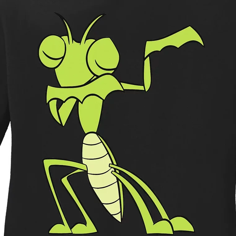 Praying Mantis Insect Grasshopper Dabbing Praying Mantis Ladies Long Sleeve Shirt