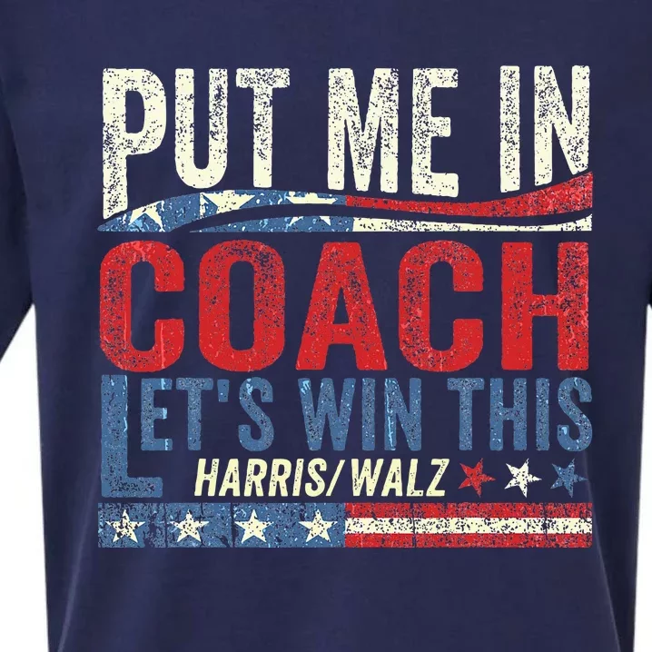 Put Me In Coach LetS Win This Harris Walz 2024 Sueded Cloud Jersey T-Shirt