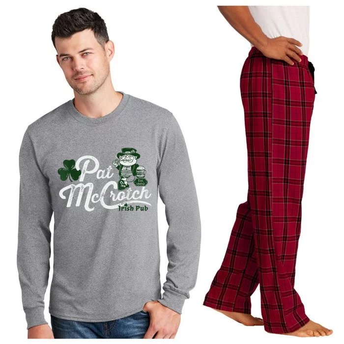 Pats Mccrotch Irish Pub Leprechaun Funny St Patricks Day Long Sleeve Pajama Set