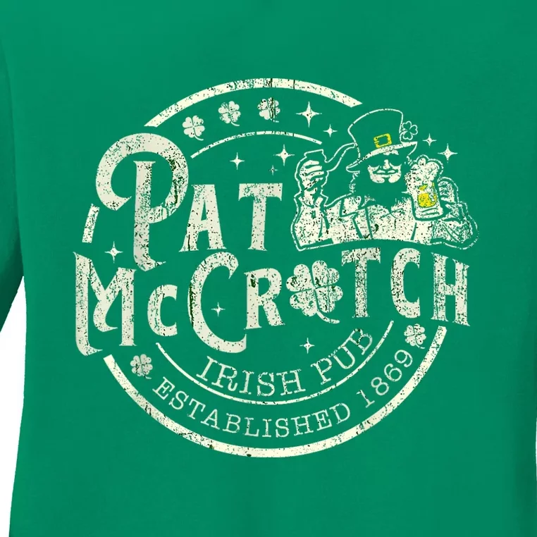 Pat Mccrotch Irish Pub Leprechaun Funny St PatrickS Day Ladies Long Sleeve Shirt