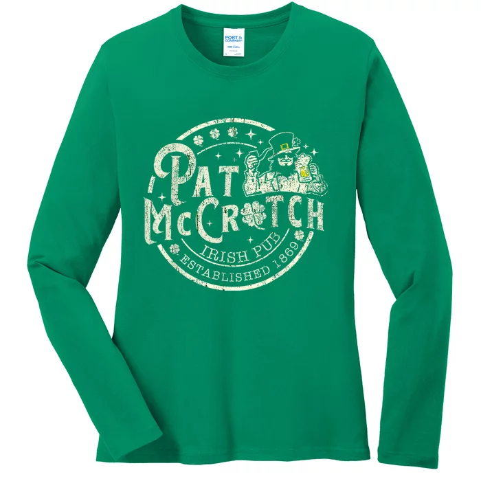 Pat Mccrotch Irish Pub Leprechaun Funny St PatrickS Day Ladies Long Sleeve Shirt