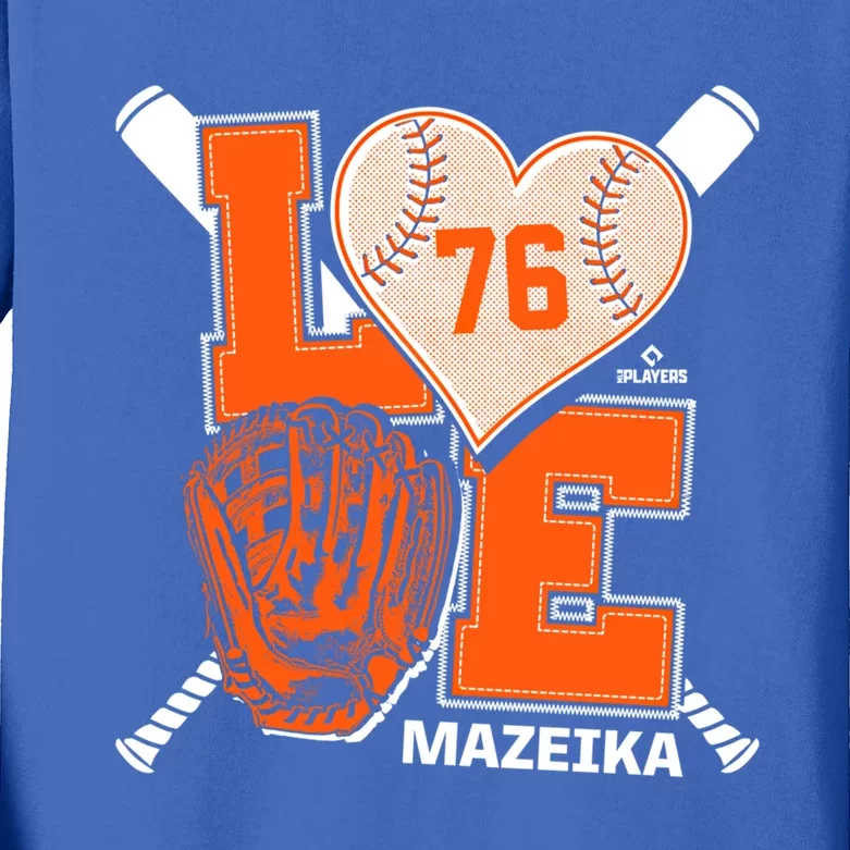 Patrick Mazeika Is Love New York Baseball Fan Valentines Day Meaningful Gift Kids Long Sleeve Shirt