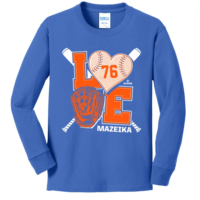 Patrick Mazeika Is Love New York Baseball Fan Valentines Day Meaningful Gift Kids Long Sleeve Shirt