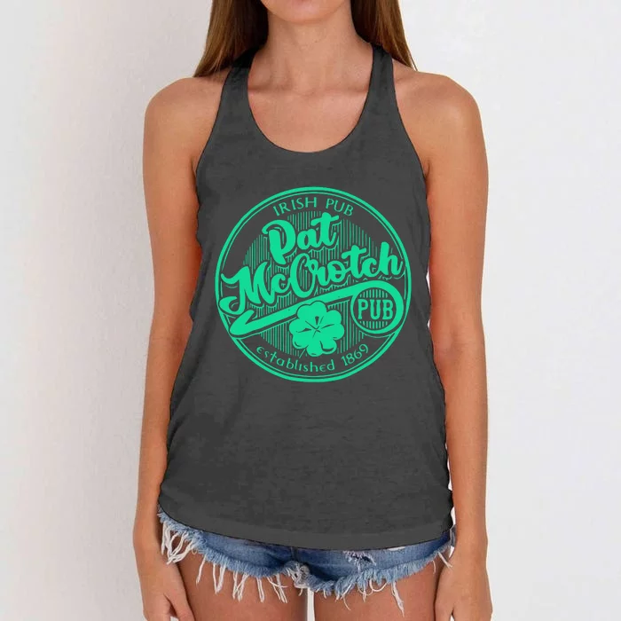 Pat Mccrotch Irish Pub Funny St PatrickS Day Dirty Adult Women's Knotted Racerback Tank