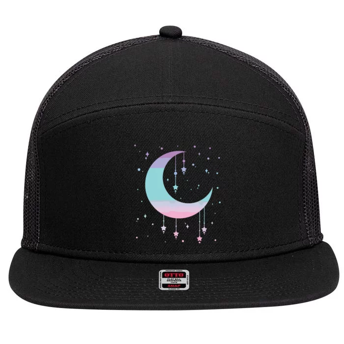 Pastel Moon Kawaii Pastel Goth 7 Panel Mesh Trucker Snapback Hat