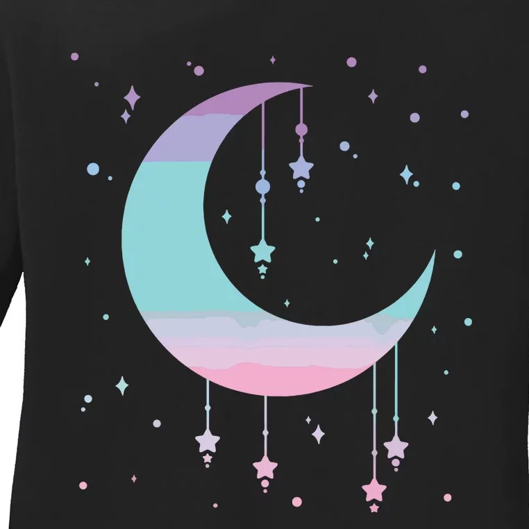 Pastel Moon Kawaii Pastel Goth Ladies Long Sleeve Shirt