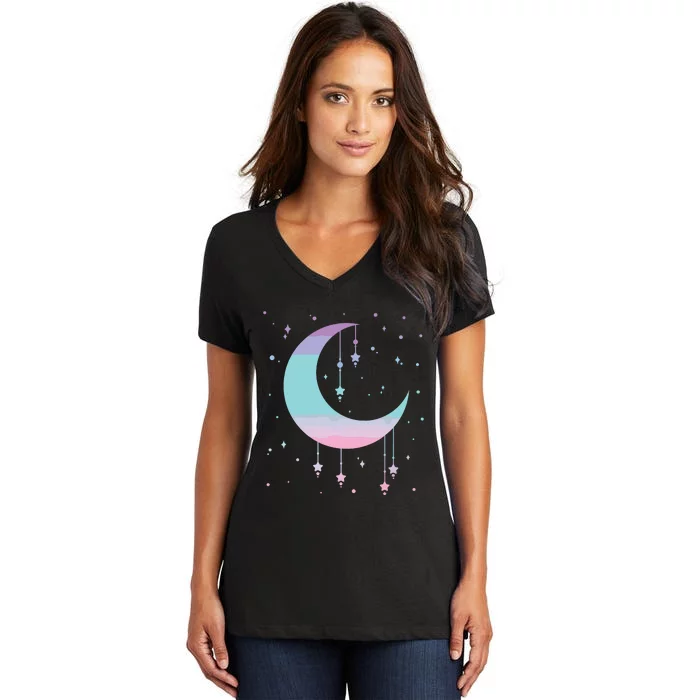 Pastel Moon Kawaii Pastel Goth Women's V-Neck T-Shirt