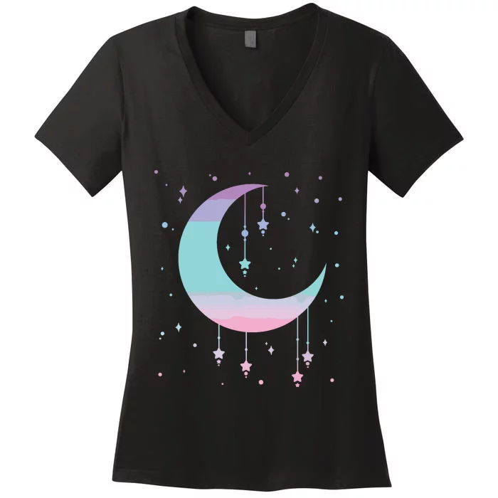 Pastel Moon Kawaii Pastel Goth Women's V-Neck T-Shirt