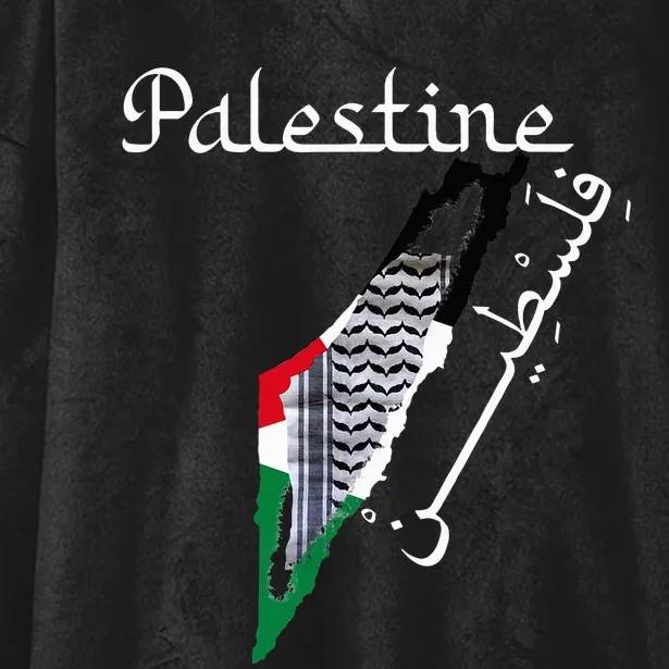 Palestine Map Keffiyeh Scarf Palestinian Flag in Arabic Hooded Wearable Blanket