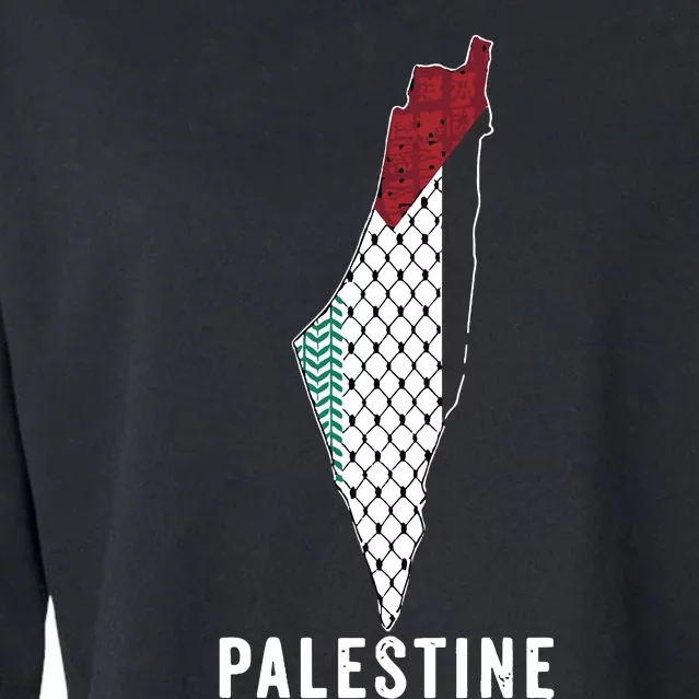 Palestine Map Kofeyah Palestine Cropped Pullover Crew