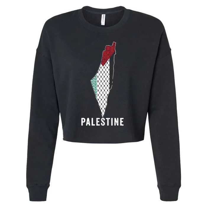 Palestine Map Kofeyah Palestine Cropped Pullover Crew