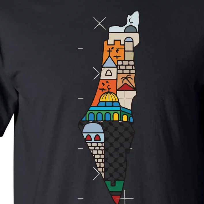 Palestine Map Kofeyah Palestine Tall T-Shirt