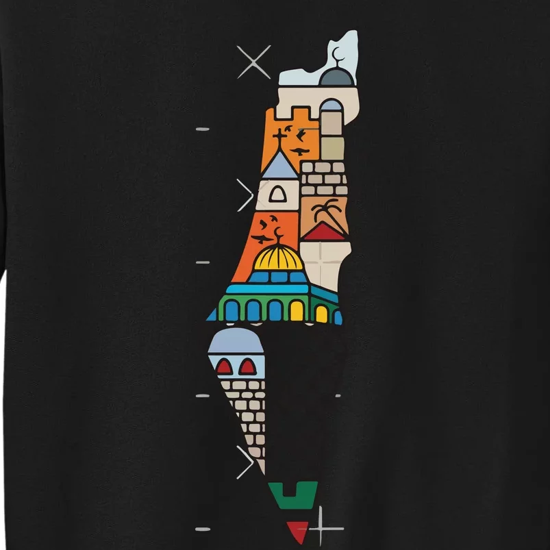 Palestine Map Kofeyah Palestine Tall Sweatshirt