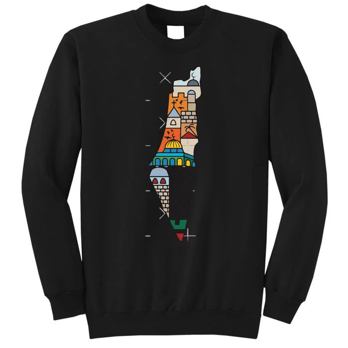 Palestine Map Kofeyah Palestine Tall Sweatshirt