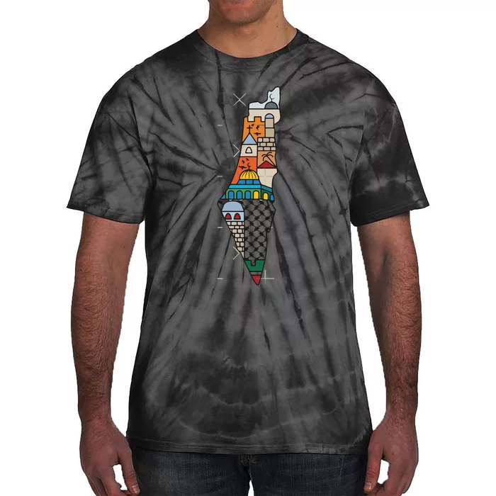 Palestine Map Kofeyah Palestine Tie-Dye T-Shirt