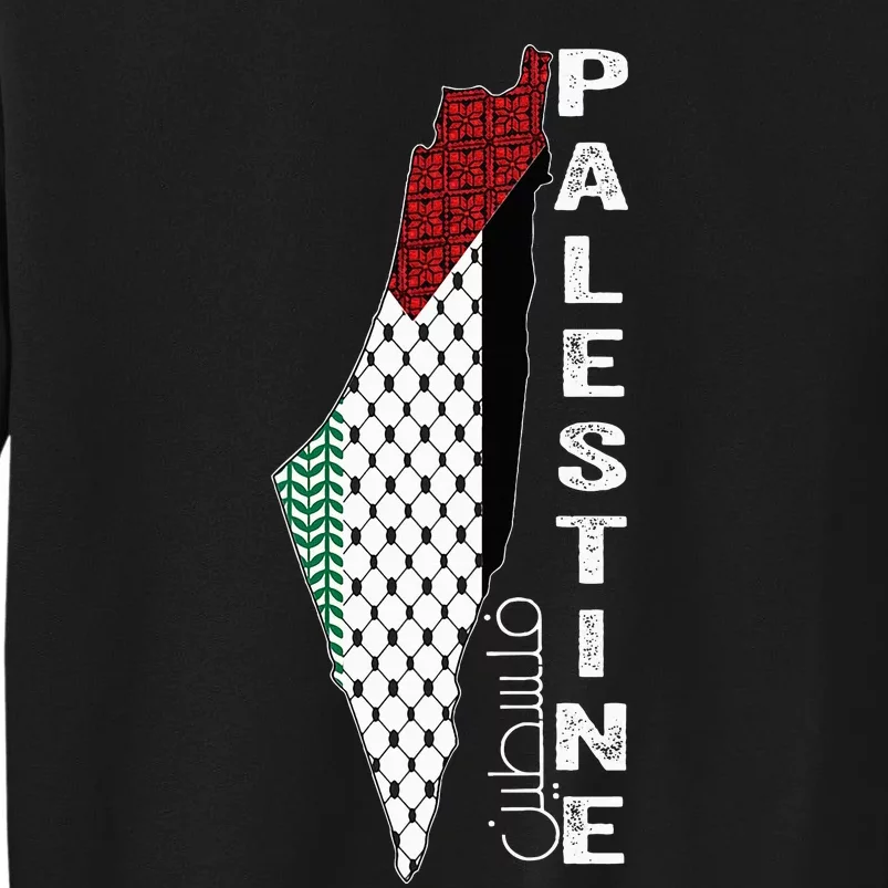 Palestinian Map Keffiyeh Thobe Patterns Palestine In Arabic Sweatshirt