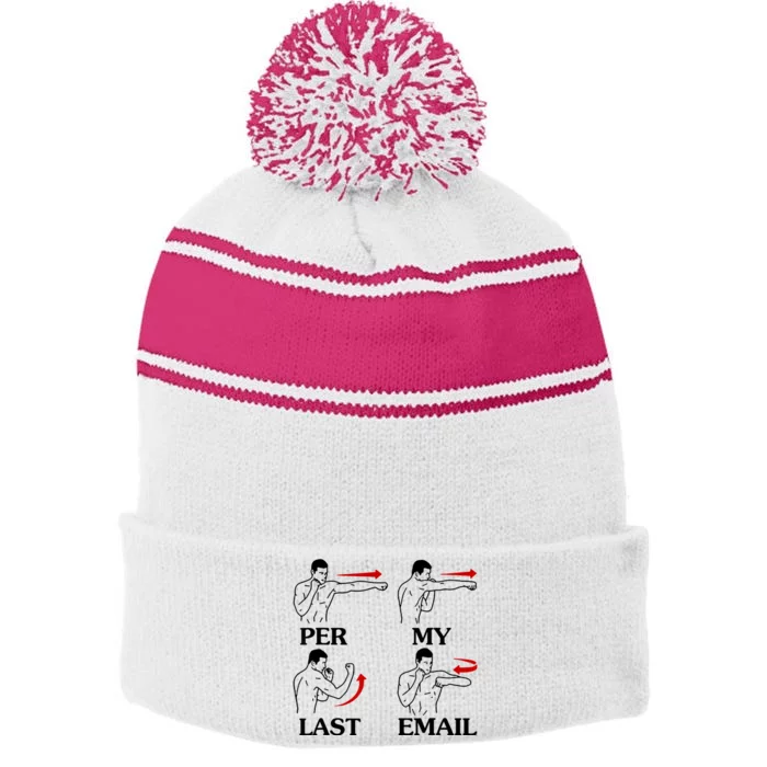 Per My Last Email Funny Men Costumed Stripe Pom Pom Beanie