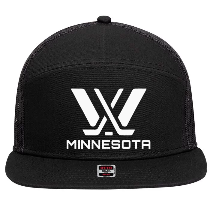 Pwhl Minnesota Logo 7 Panel Mesh Trucker Snapback Hat