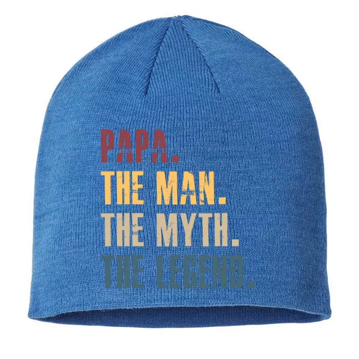 Papa Myth Legend And Dad Funny Father Gift Meaningful Gift 8 1/2in Sustainable Knit Beanie