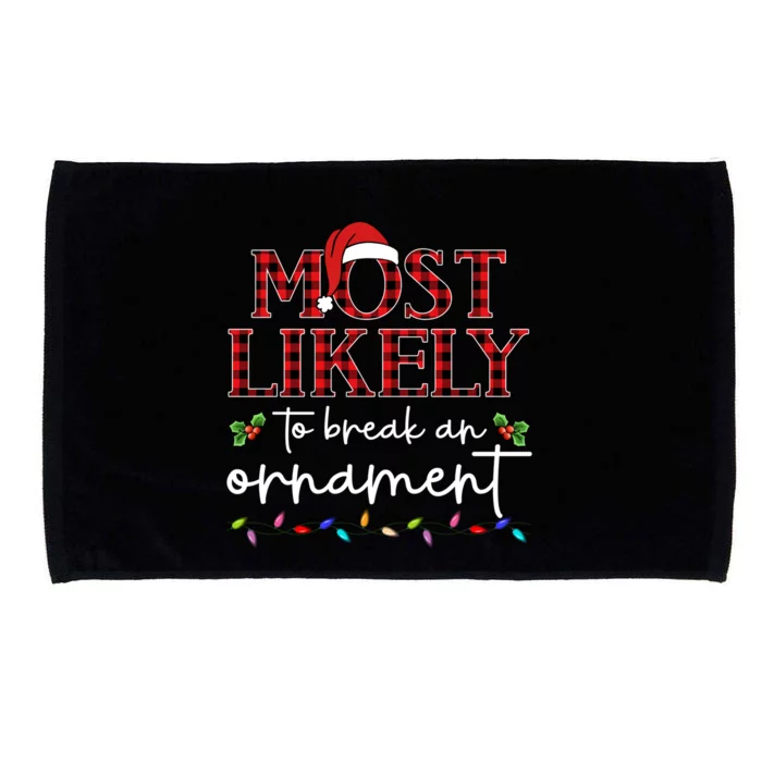 Plaid Most Likely To Break An Ornat Santa Hat Pajamas Gift Microfiber Hand Towel