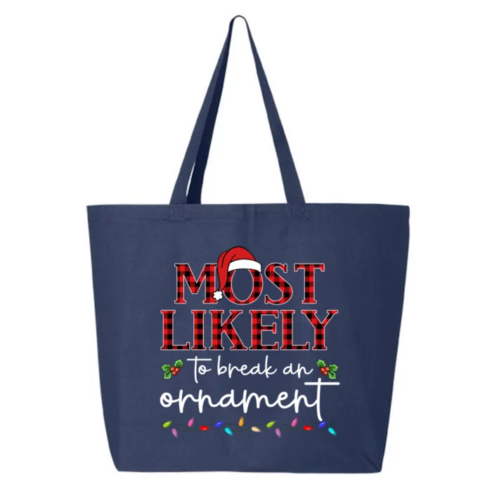 Plaid Most Likely To Break An Ornat Santa Hat Pajamas Gift 25L Jumbo Tote