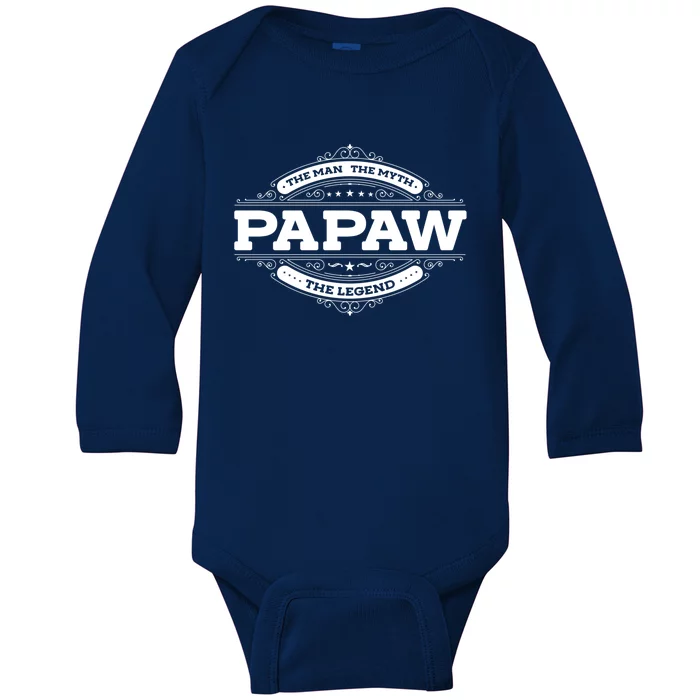 Papaw Myth Legend Father Dad Uncle Gift Idea Gift Baby Long Sleeve Bodysuit