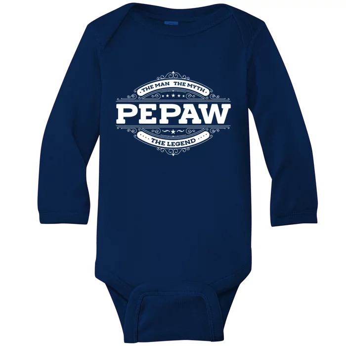 Pepaw Myth Legend Father Dad Uncle Gift Idea Gift Baby Long Sleeve Bodysuit